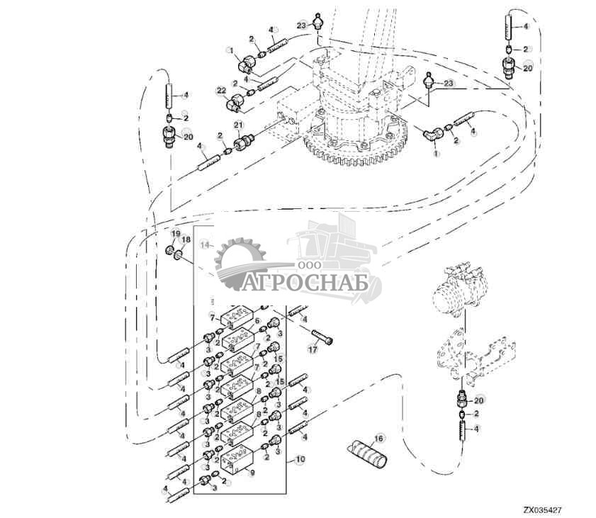 Основание разгрузочного лотка, 4 точки смазки, с приводом 4WD 